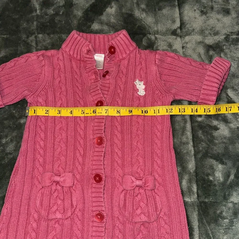 Gymboree Cardigan Sweater Girls‎ 5 Pink Cotton Cable Knit Mock Neck Short Sleeve